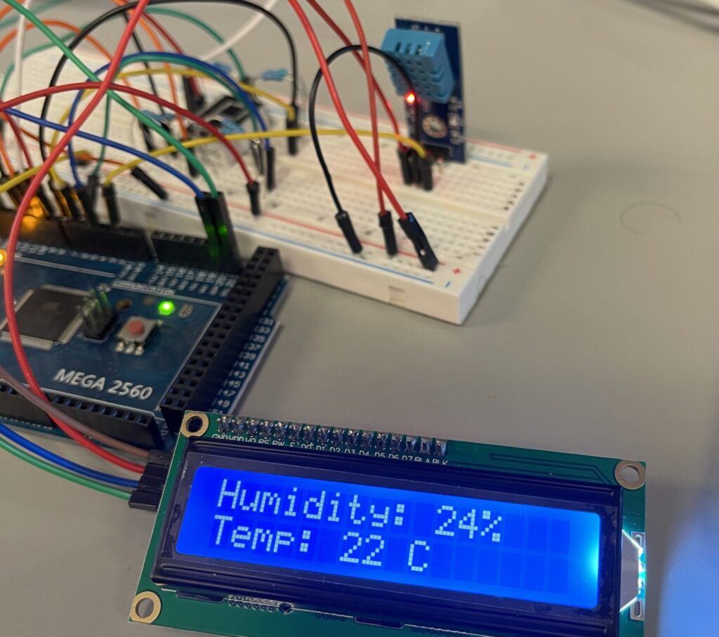 CPU with sensor connected to it. The LCD display reads out the measurements.